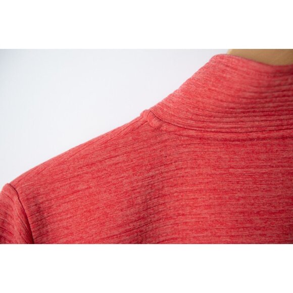 J. CREW Women's Size L Snap Front Quilted Ribbed Sweatshirt Pullover Coral - Picture 6 of 9